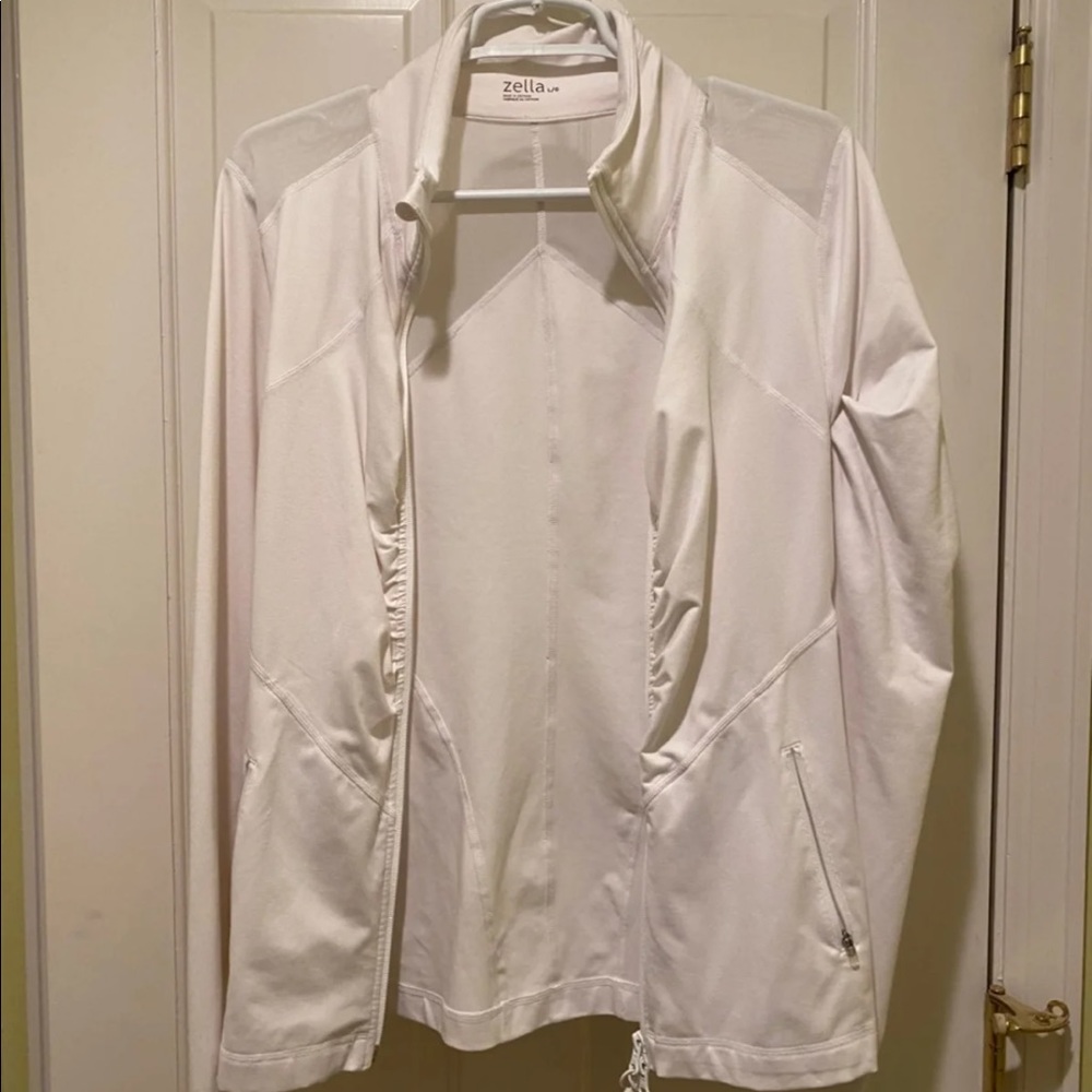 Zella White Full-Zip Athletic Jacket